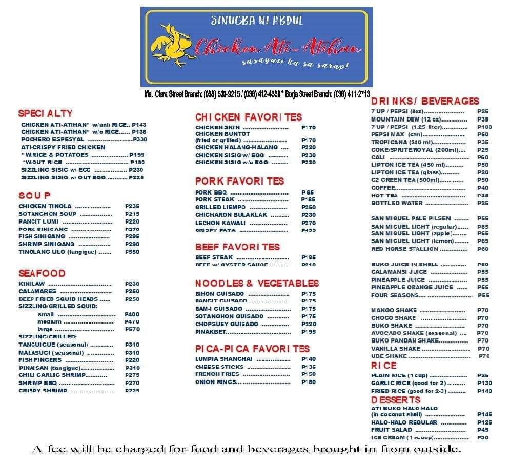 menu